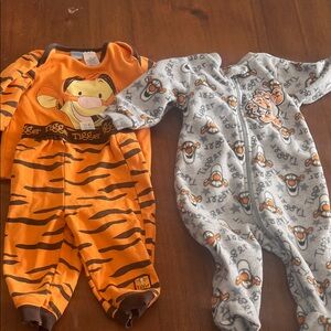 Disney Tigger Orange and Gray Kids One-Piece Footies